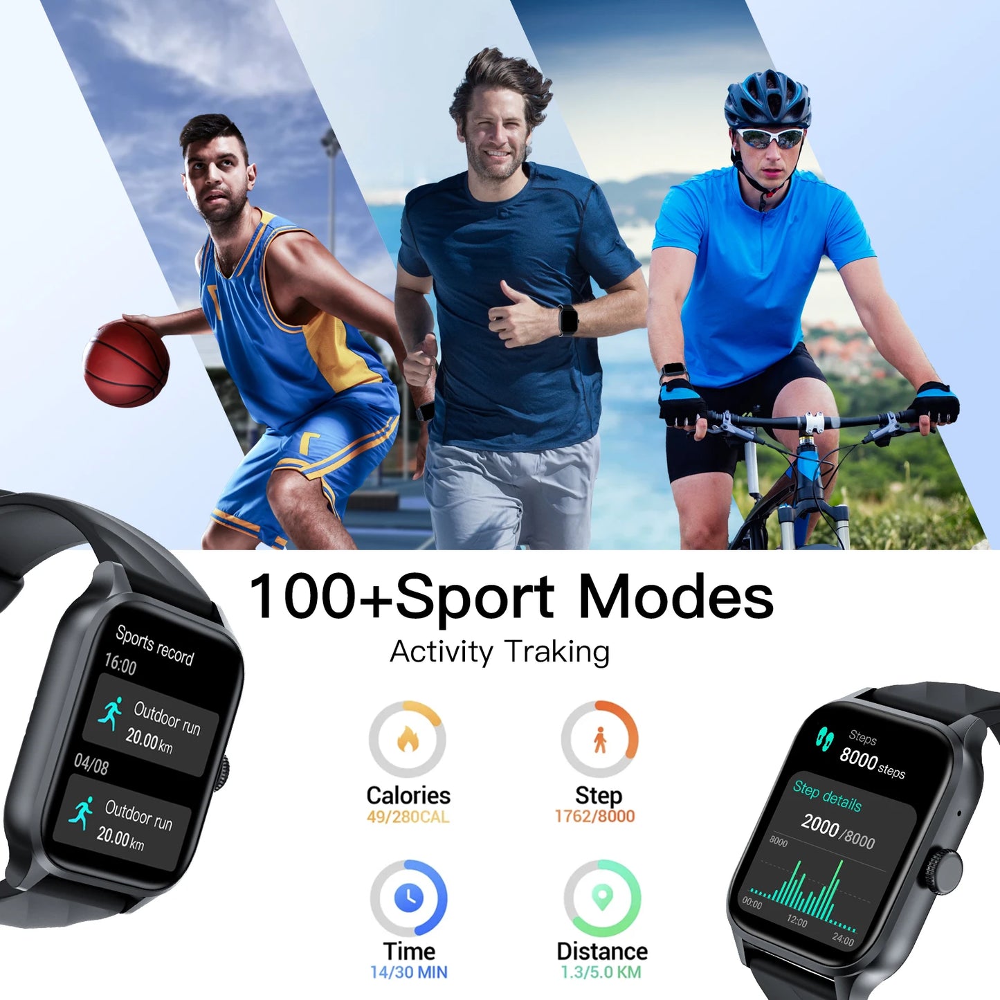 Call Smartwatch Health Monitor Waterproof Android
