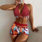 2 Pieces Plant Print Bikinis Set