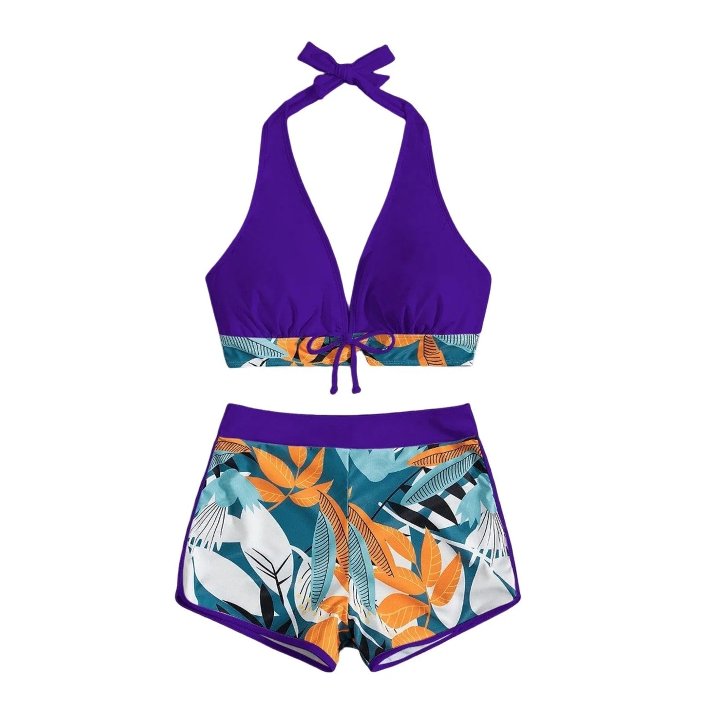 2 Pieces Plant Print Bikinis Set
