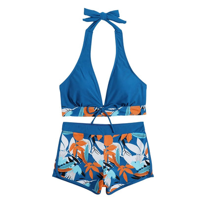 2 Pieces Plant Print Bikinis Set