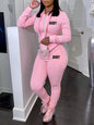 Women's Pink Zipper Sportswear Set