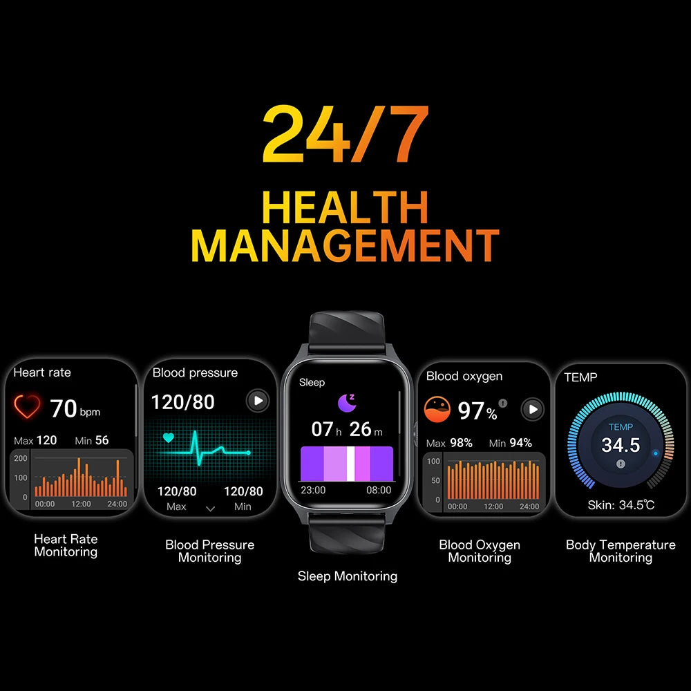 Call Smartwatch Health Monitor Waterproof Android