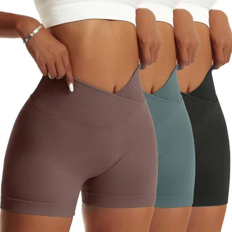 3 Pieces Yoga Scrunch Butt Shorts