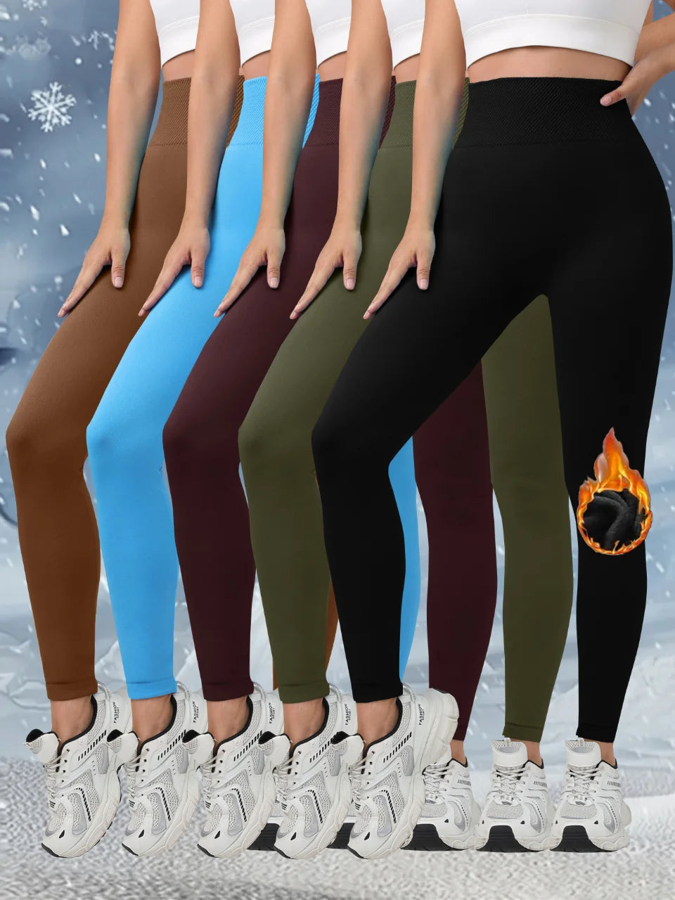 5-Piece Fleece-Lined Thermal Leggings