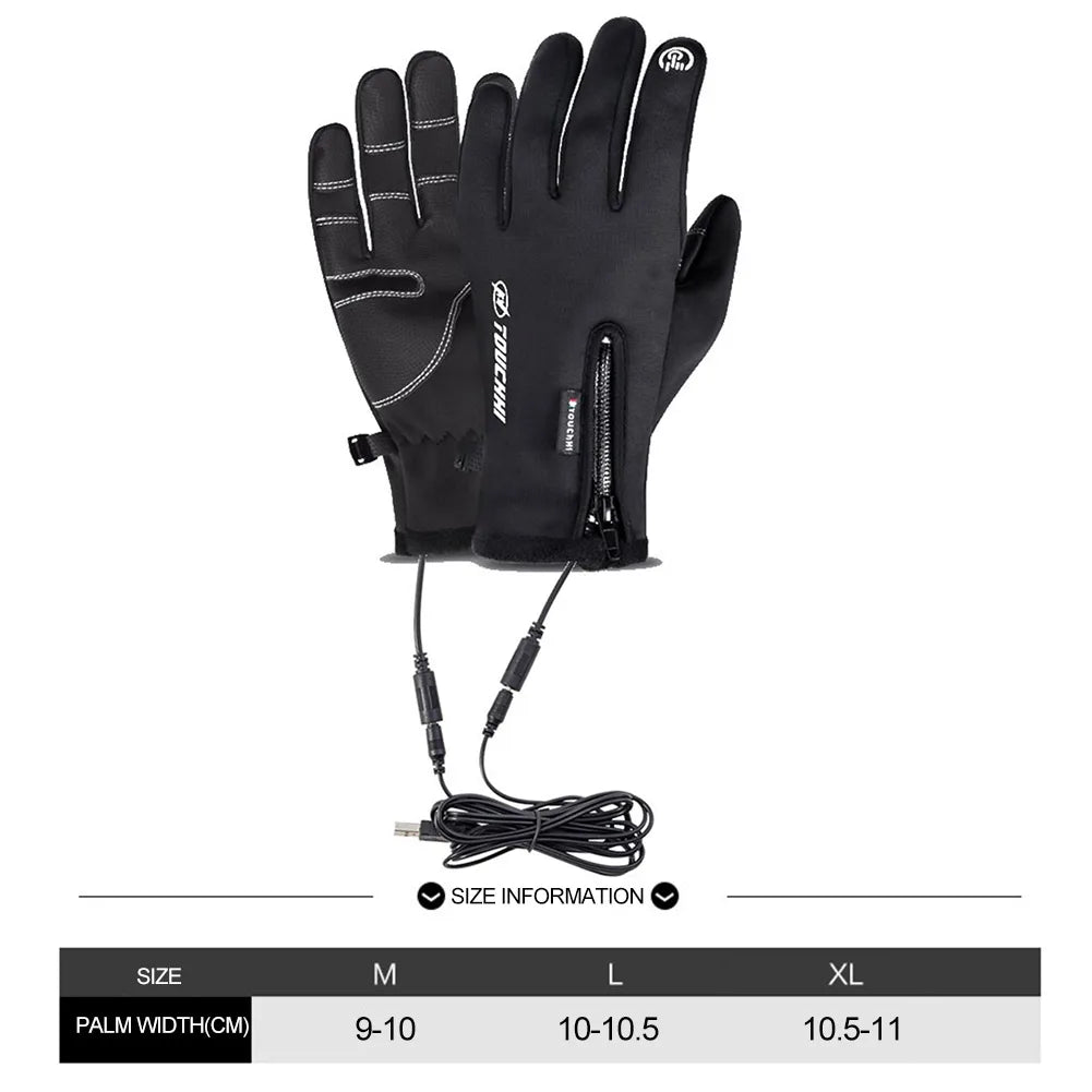 Heated Sports Touch Screen Waterproof /Windproof Gloves