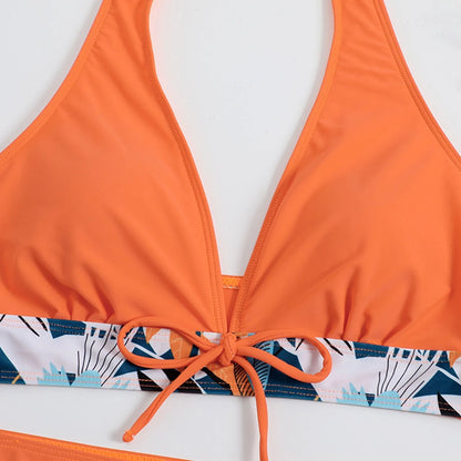 2 Pieces Plant Print Bikinis Set