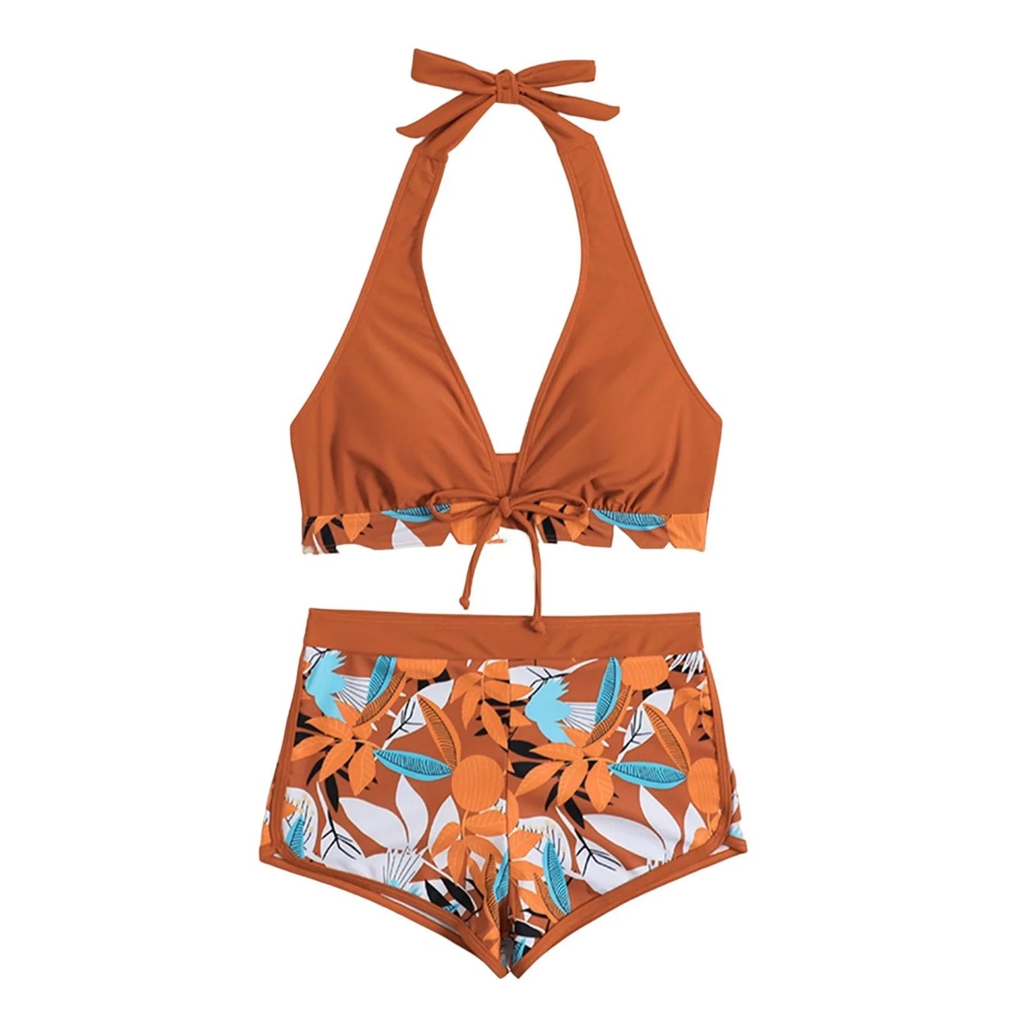 2 Pieces Plant Print Bikinis Set