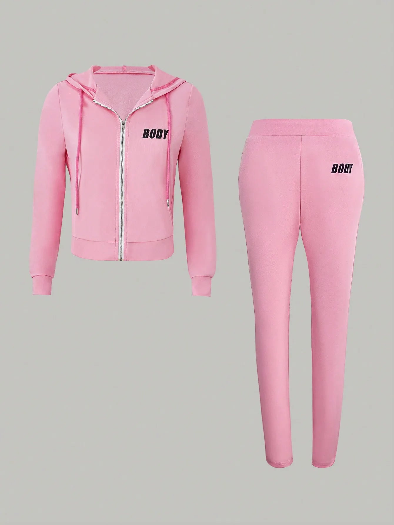 Women's Pink Zipper Sportswear Set