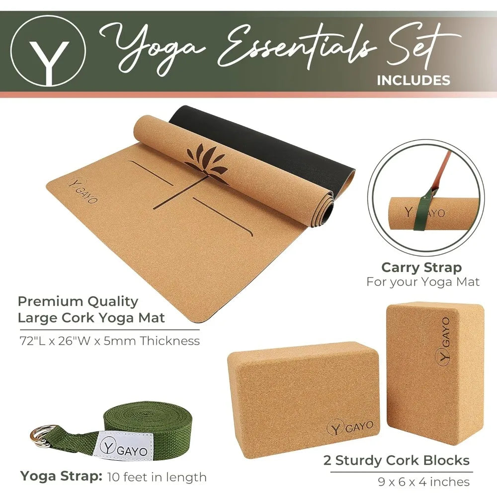 Premium Cork All-in-One Yoga Kit