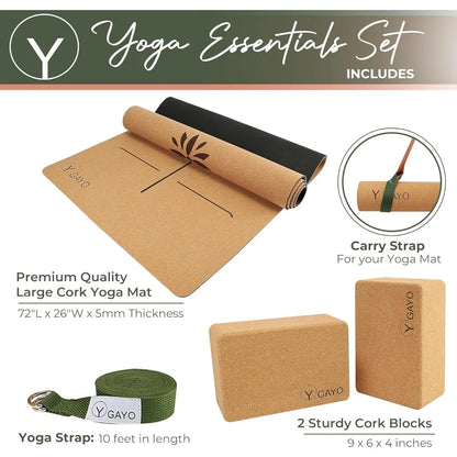 Premium Cork All-in-One Yoga Kit