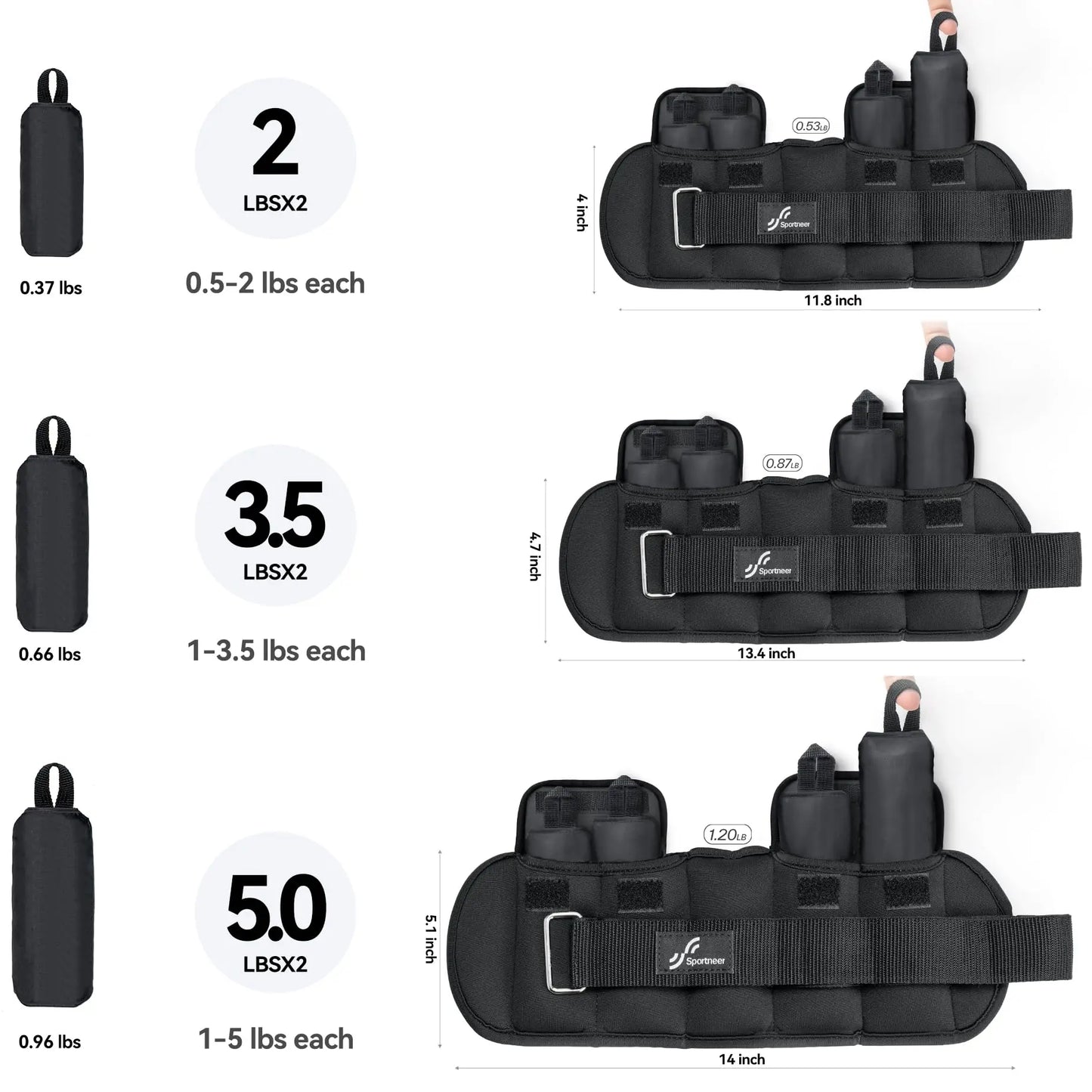 Adjustable Wrist and Ankle Weights 1-10 lbs