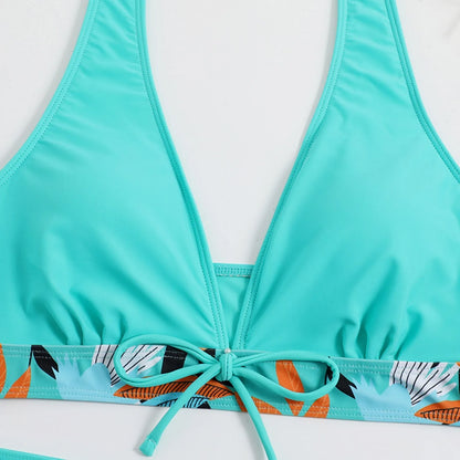 2 Pieces Plant Print Bikinis Set