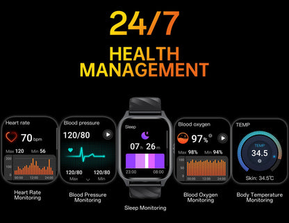 Call Smartwatch Health Monitor Waterproof Android