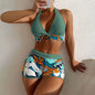 2 Pieces Plant Print Bikinis Set