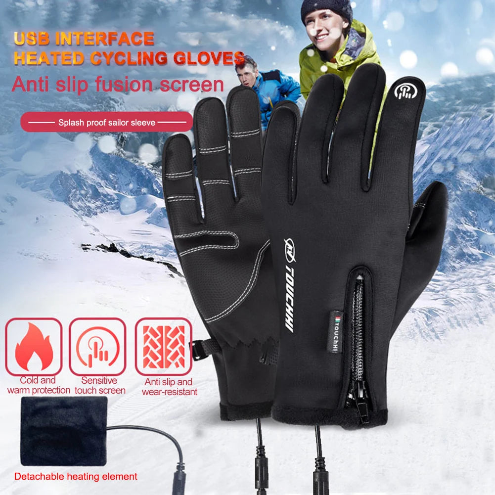 Heated Sports Touch Screen Waterproof /Windproof Gloves