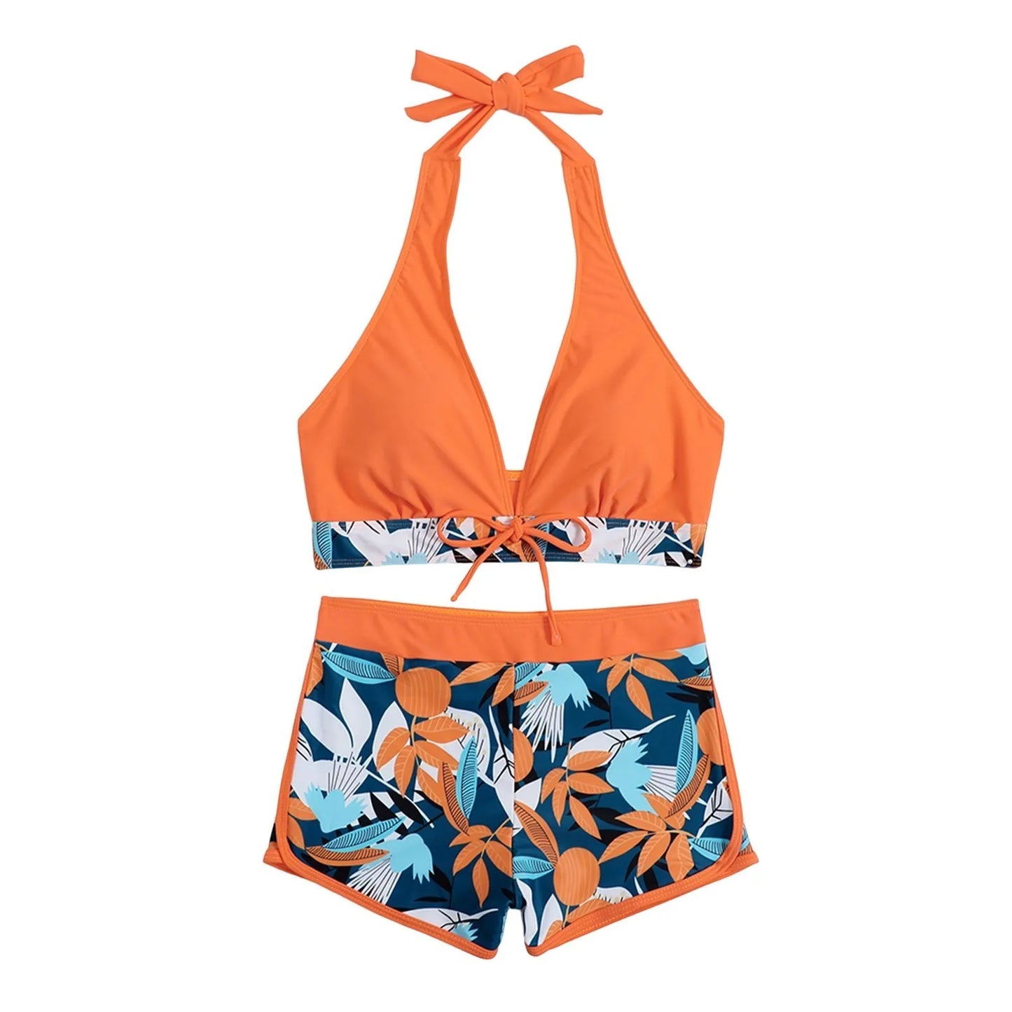 2 Pieces Plant Print Bikinis Set
