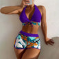 2 Pieces Plant Print Bikinis Set