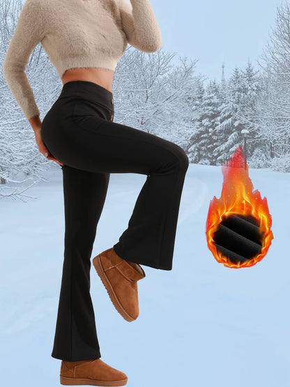 Fleece Lined High-Waist, Butt-Lifting, Buttoned Yoga Pants