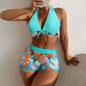 2 Pieces Plant Print Bikinis Set