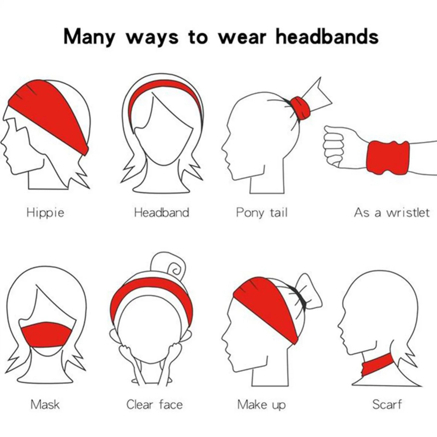 10pcs Elastic Non Slip for Gym Yoga Hair Band