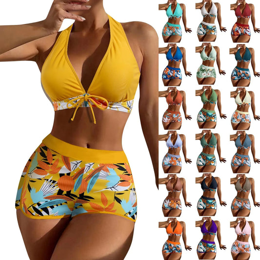 2 Pieces Plant Print Bikinis Set