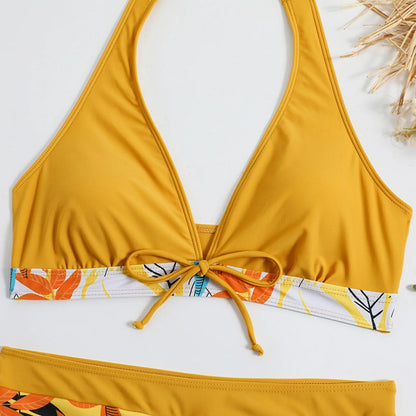 2 Pieces Plant Print Bikinis Set