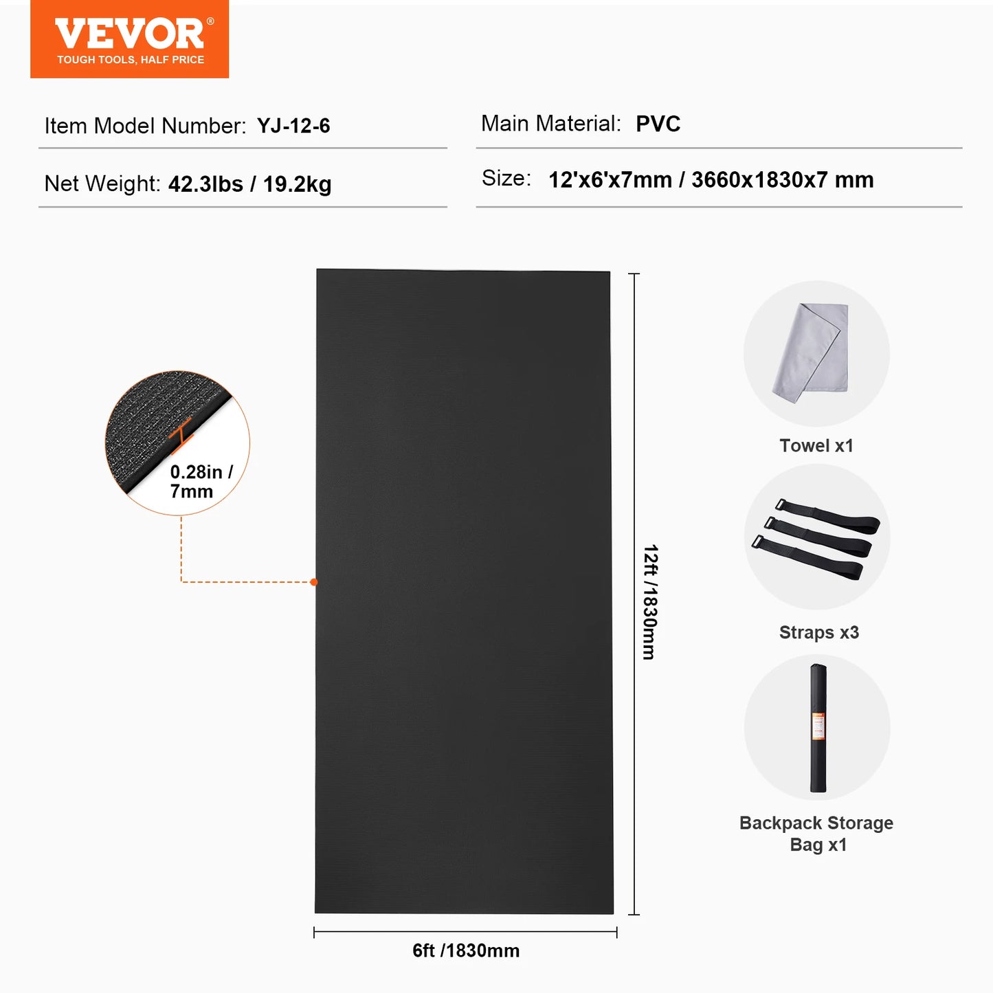 12x6 FT Exercise Mat with Bag
