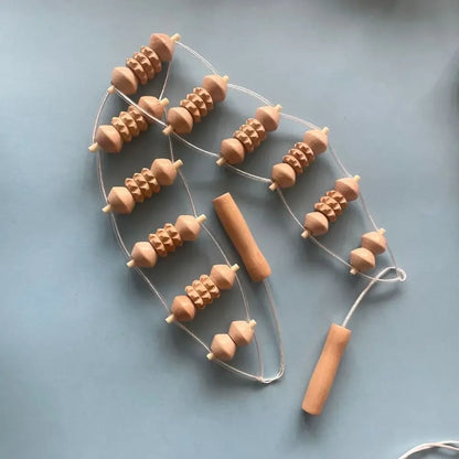 Wooden Massage Roller Rope