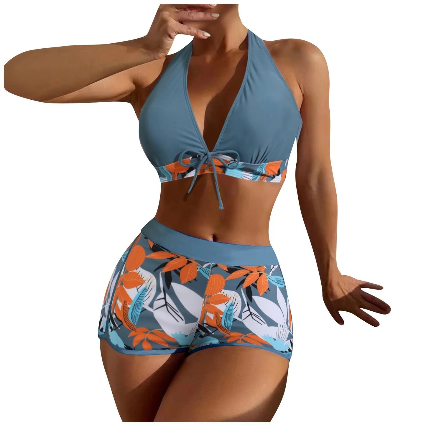 2 Pieces Plant Print Bikinis Set