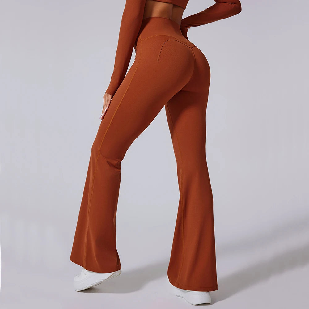 Women High Waist Tummy Control Flared Leggings