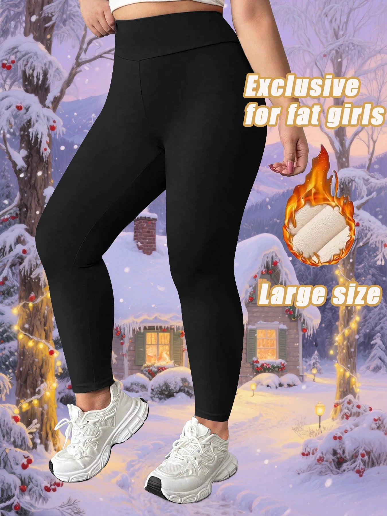 High - waisted Plus - size Winter Fleece - lined  Leggings