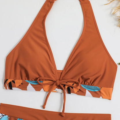 2 Pieces Plant Print Bikinis Set