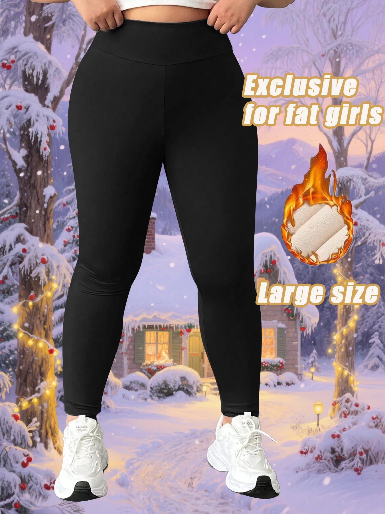 High - waisted Plus - size Winter Fleece - lined  Leggings