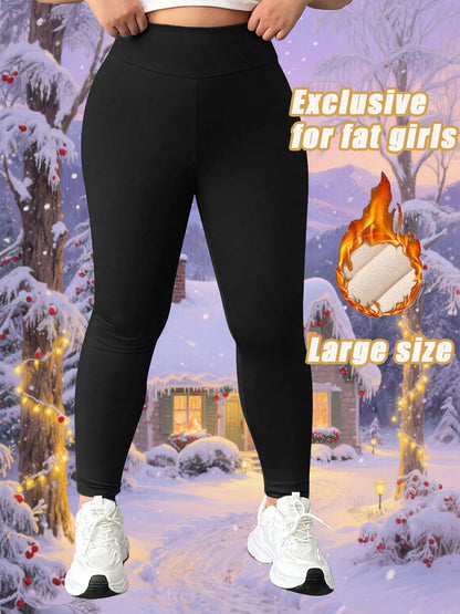High - waisted Plus - size Winter Fleece - lined  Leggings