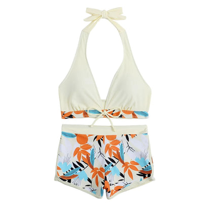 2 Pieces Plant Print Bikinis Set