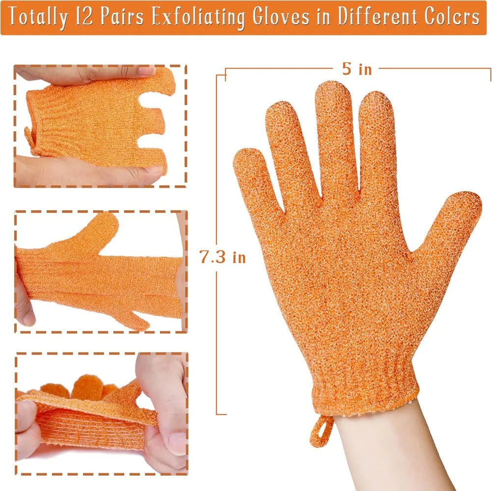 24 Pieces Exfoliating Bath Gloves