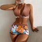 2 Pieces Plant Print Bikinis Set