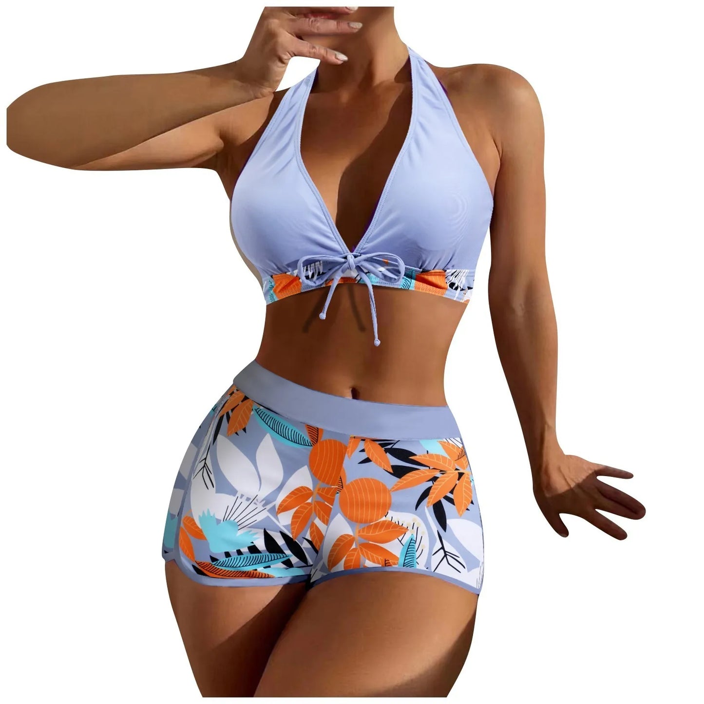 2 Pieces Plant Print Bikinis Set
