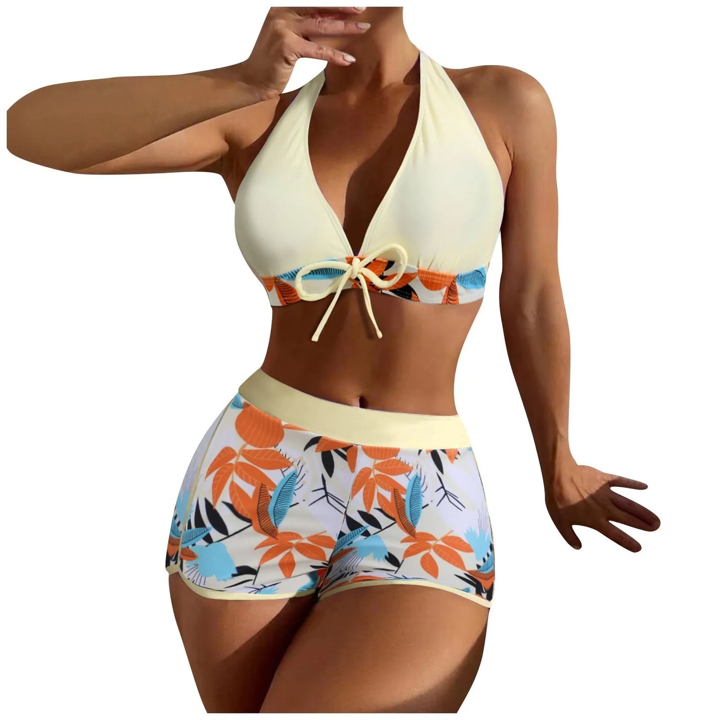 2 Pieces Plant Print Bikinis Set