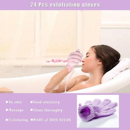 24 Pieces Exfoliating Bath Gloves